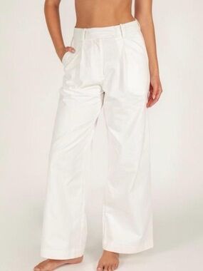 MIKOH Briar Wide Leg Cotton Trouser Pants White NWT Size 2 (Medium)